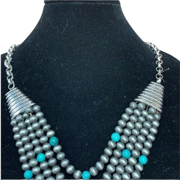 Silver and Turquoise Squash Blossom Necklace NWT - Picture 2 of 9